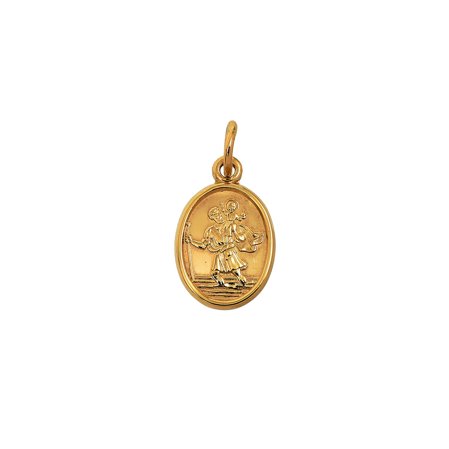 Pre-Owned 9ct Gold Petite Oval St Christopher Pendant