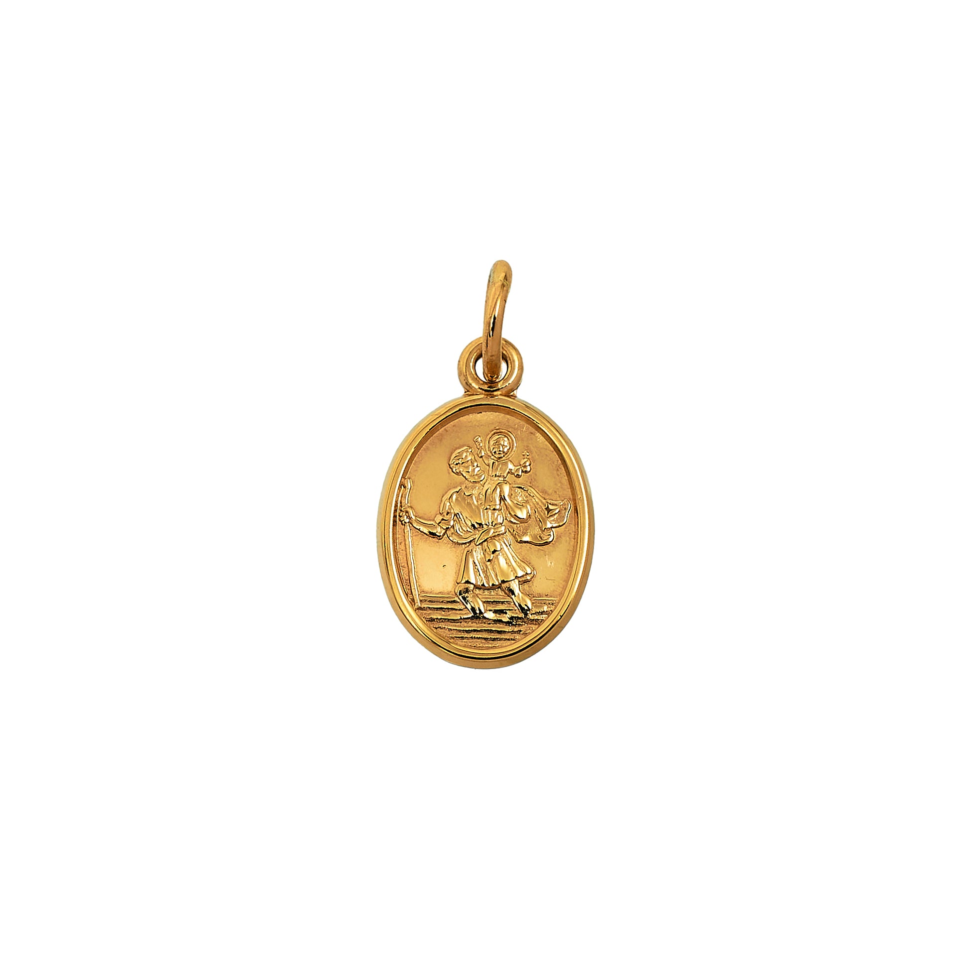 Pre-Owned 9ct Gold Petite Oval St Christopher Pendant