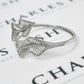 Pre-Owned 18ct White Gold CZ Double Leaf Hinged Bangle