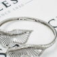 Pre-Owned 18ct White Gold CZ Double Leaf Hinged Bangle