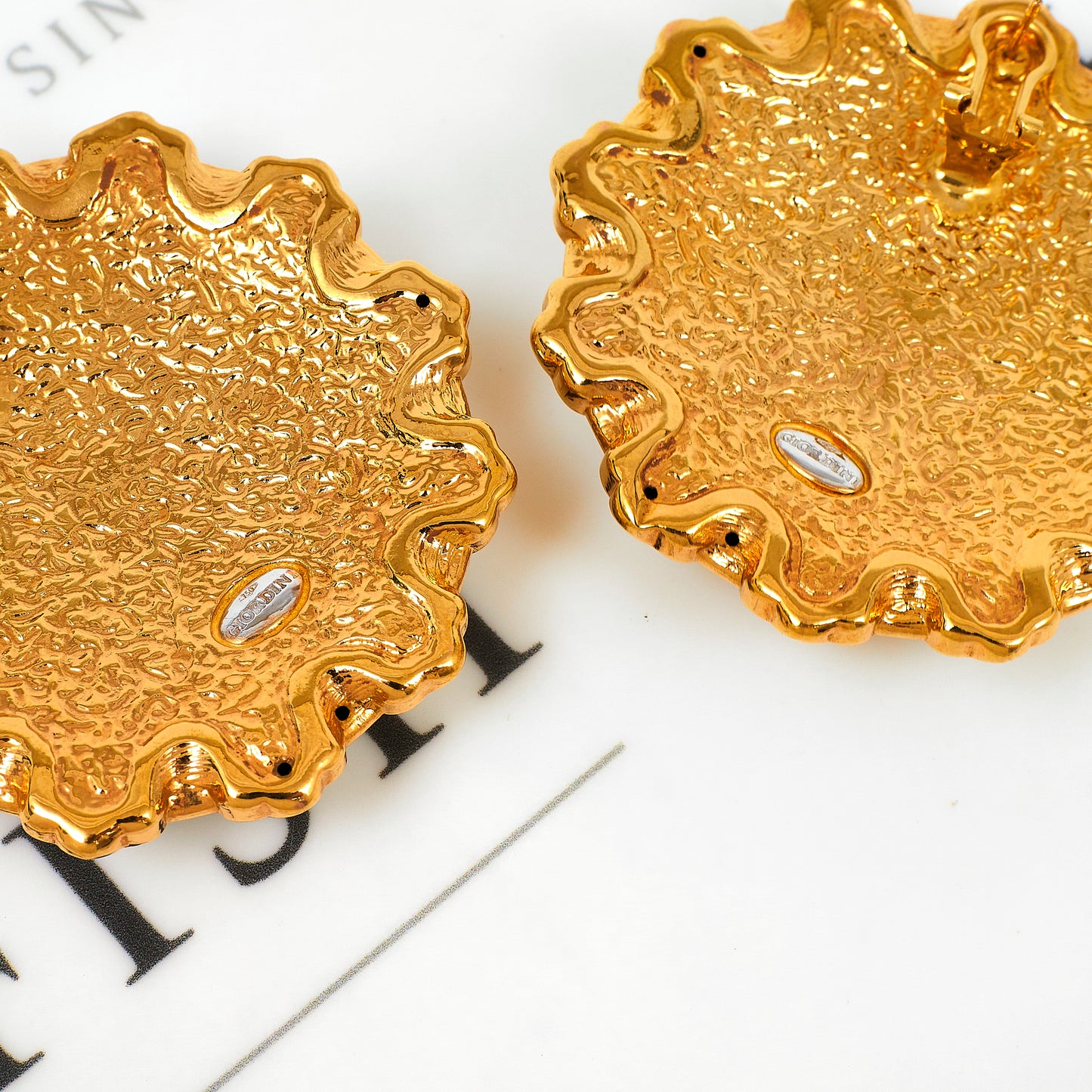 Pre-Owned 18ct Gold Oversized Round 2 Tone Earrings