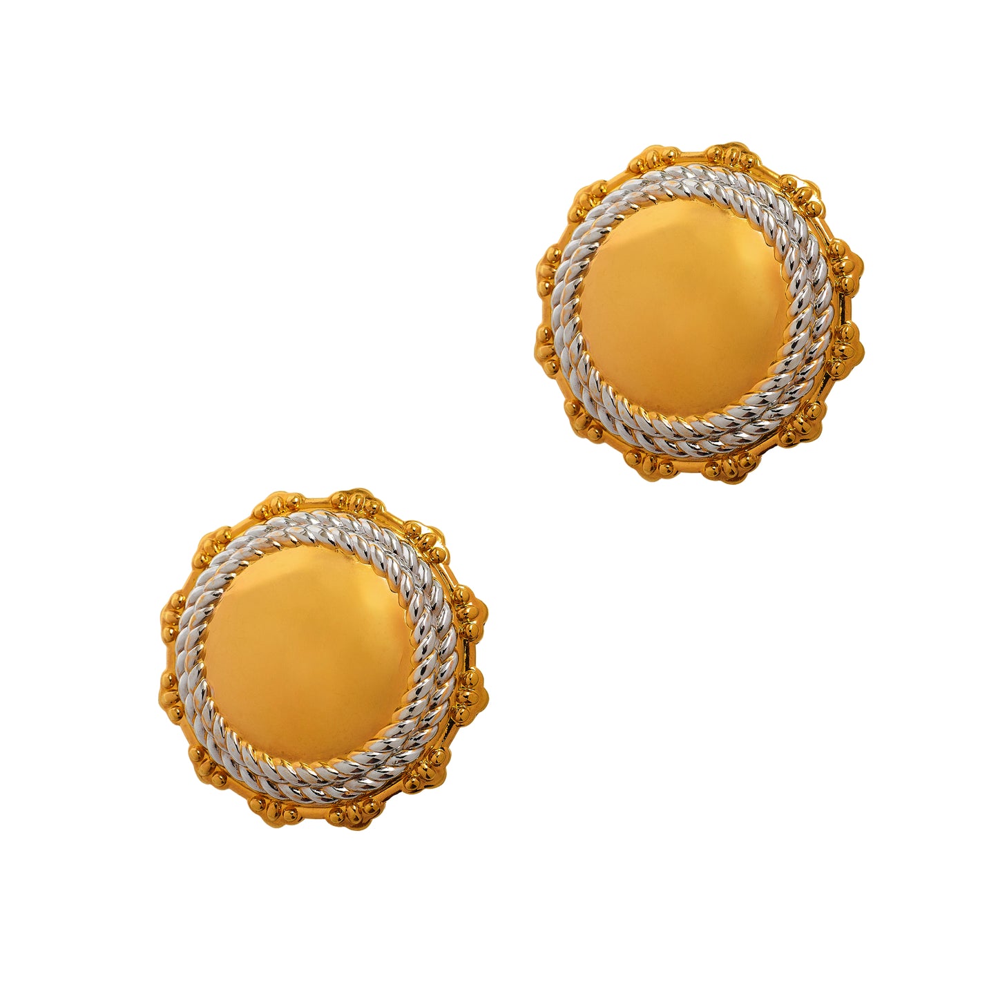 Pre-Owned 18ct Gold Oversized Round 2 Tone Earrings