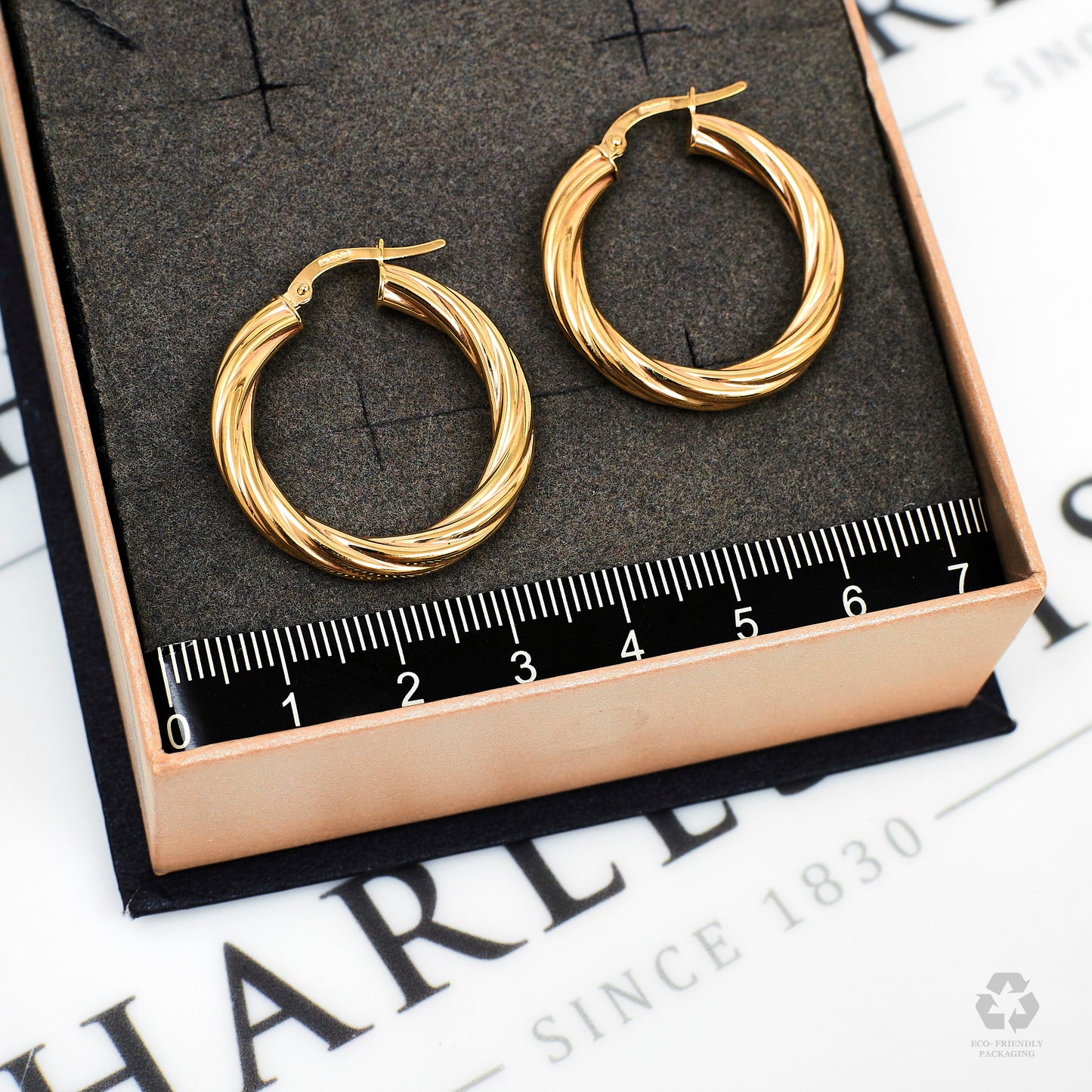 Pre-Owned 9ct Gold Twist Design Creole Hoop Earrings