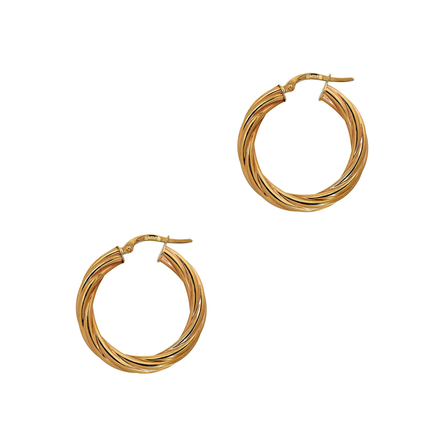 Pre-Owned 9ct Gold Twist Design Creole Hoop Earrings