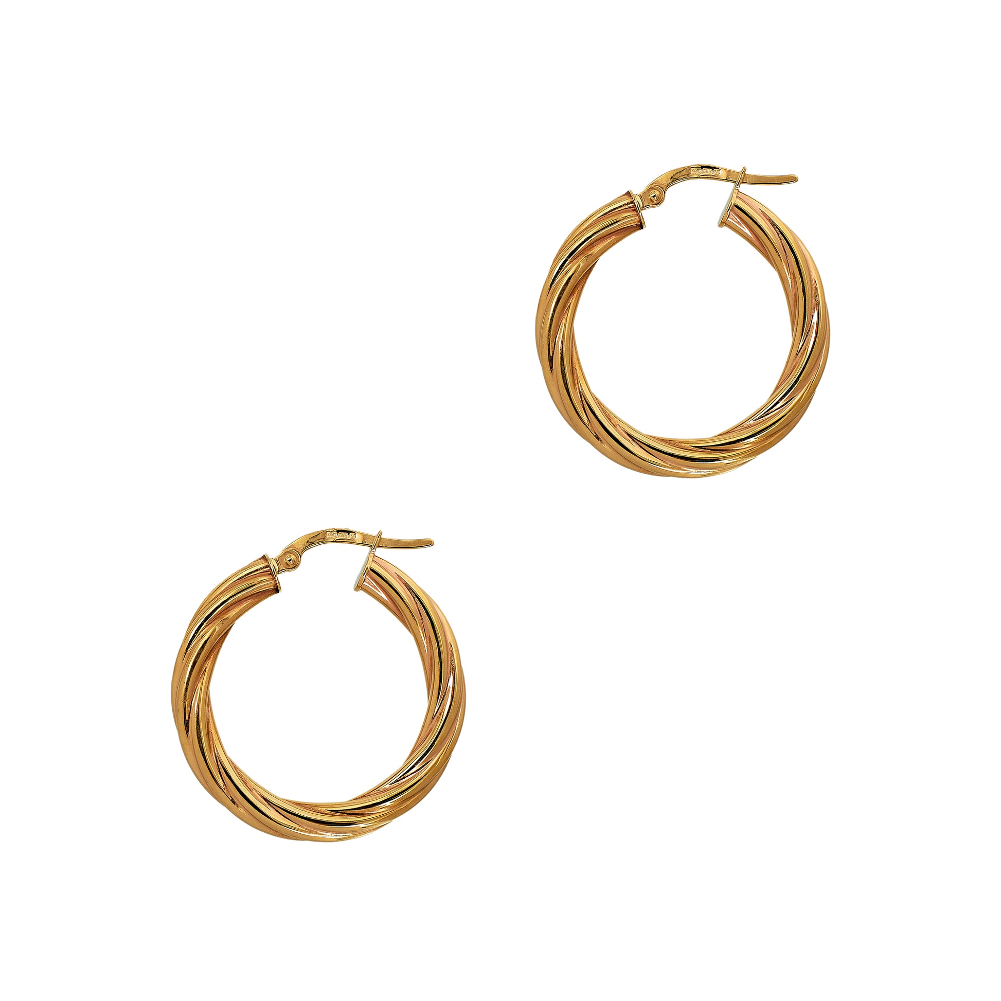 Pre-Owned 9ct Gold Twist Design Creole Hoop Earrings