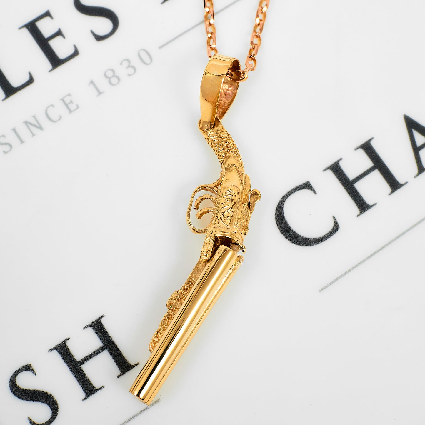 Pre-Owned 9ct Gold Double Barrell Shotgun Pendant