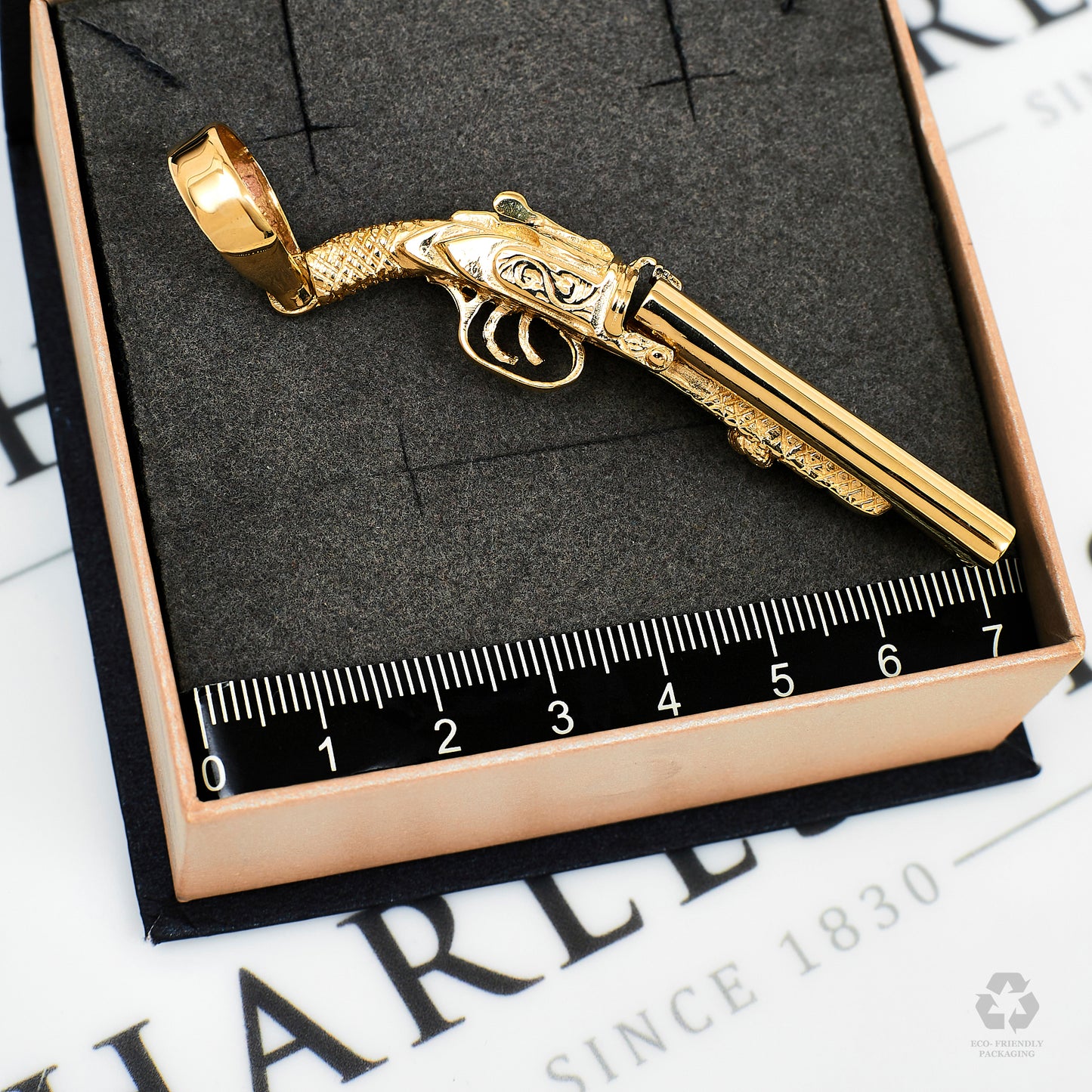 Pre-Owned 9ct Gold Double Barrell Shotgun Pendant