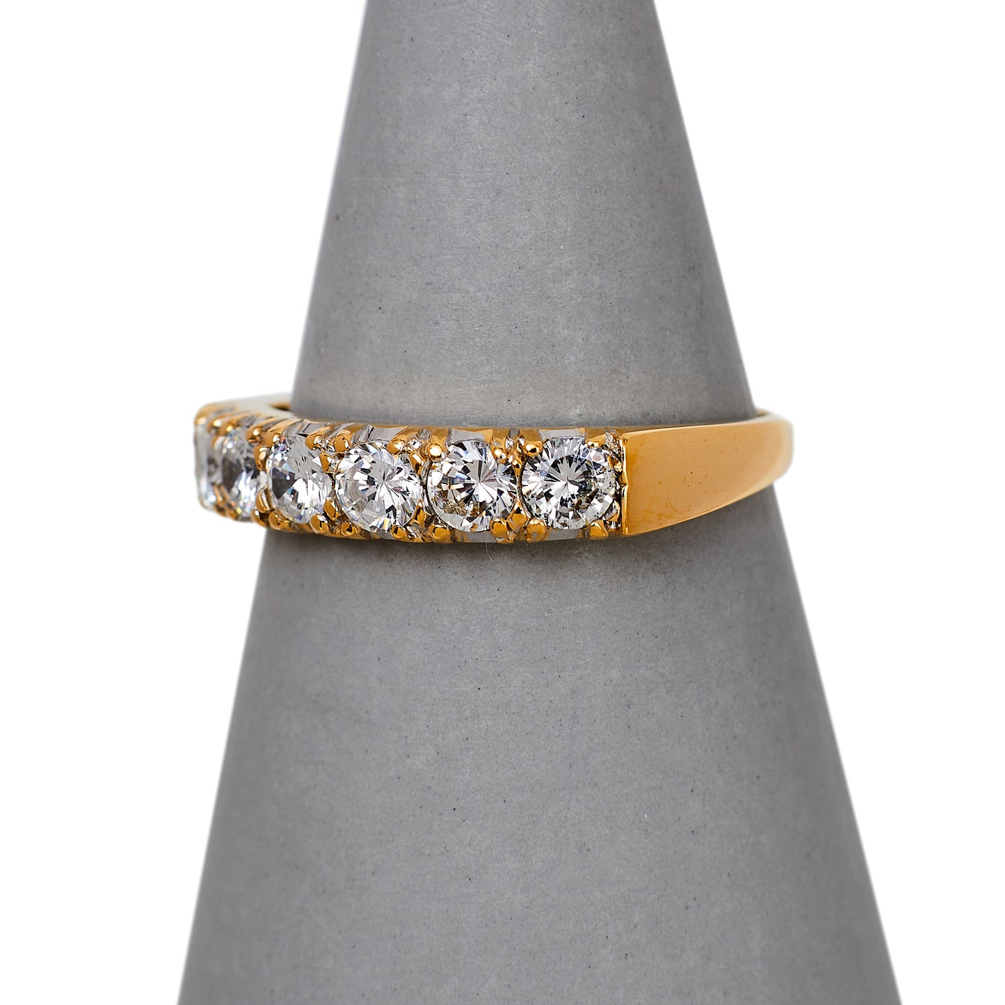 Pre-Owned 9ct Gold 7 CZ Dress Ring Size S