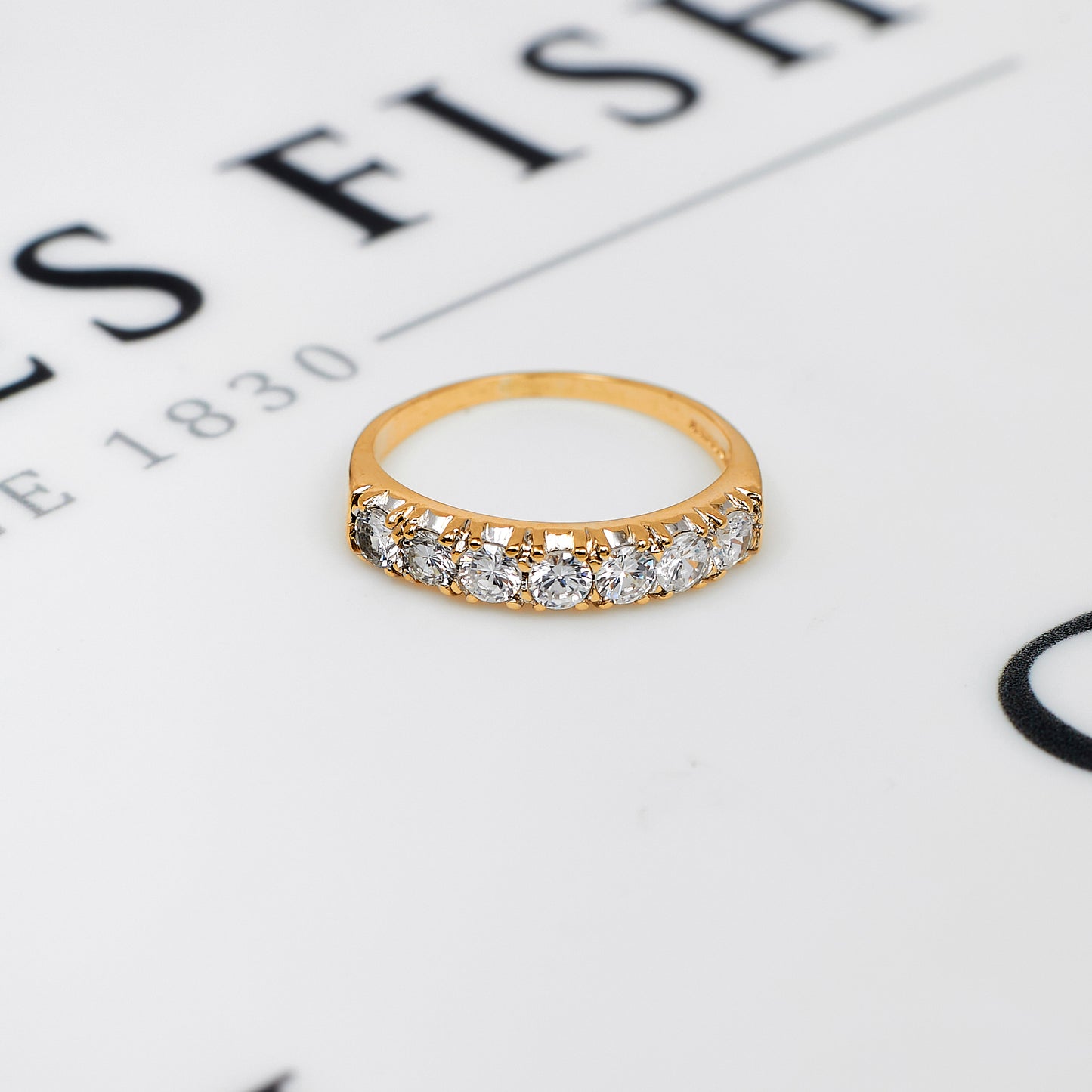 Pre-Owned 9ct Gold 7 CZ Dress Ring Size S