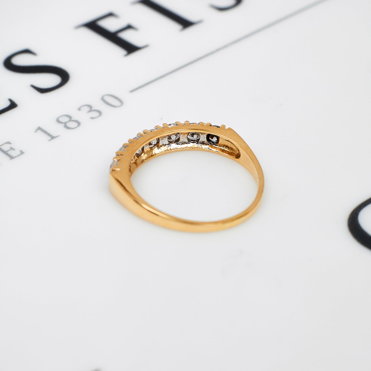 Pre-Owned 9ct Gold 7 CZ Dress Ring Size S