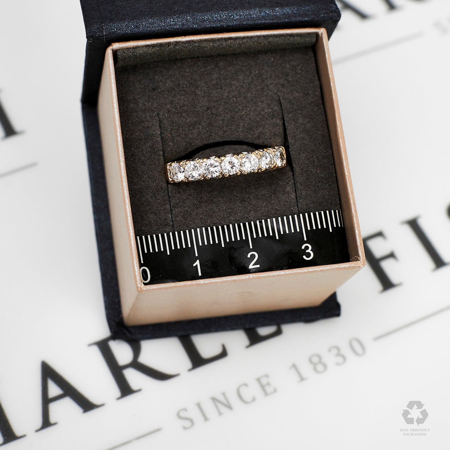Pre-Owned 9ct Gold 7 CZ Dress Ring Size S