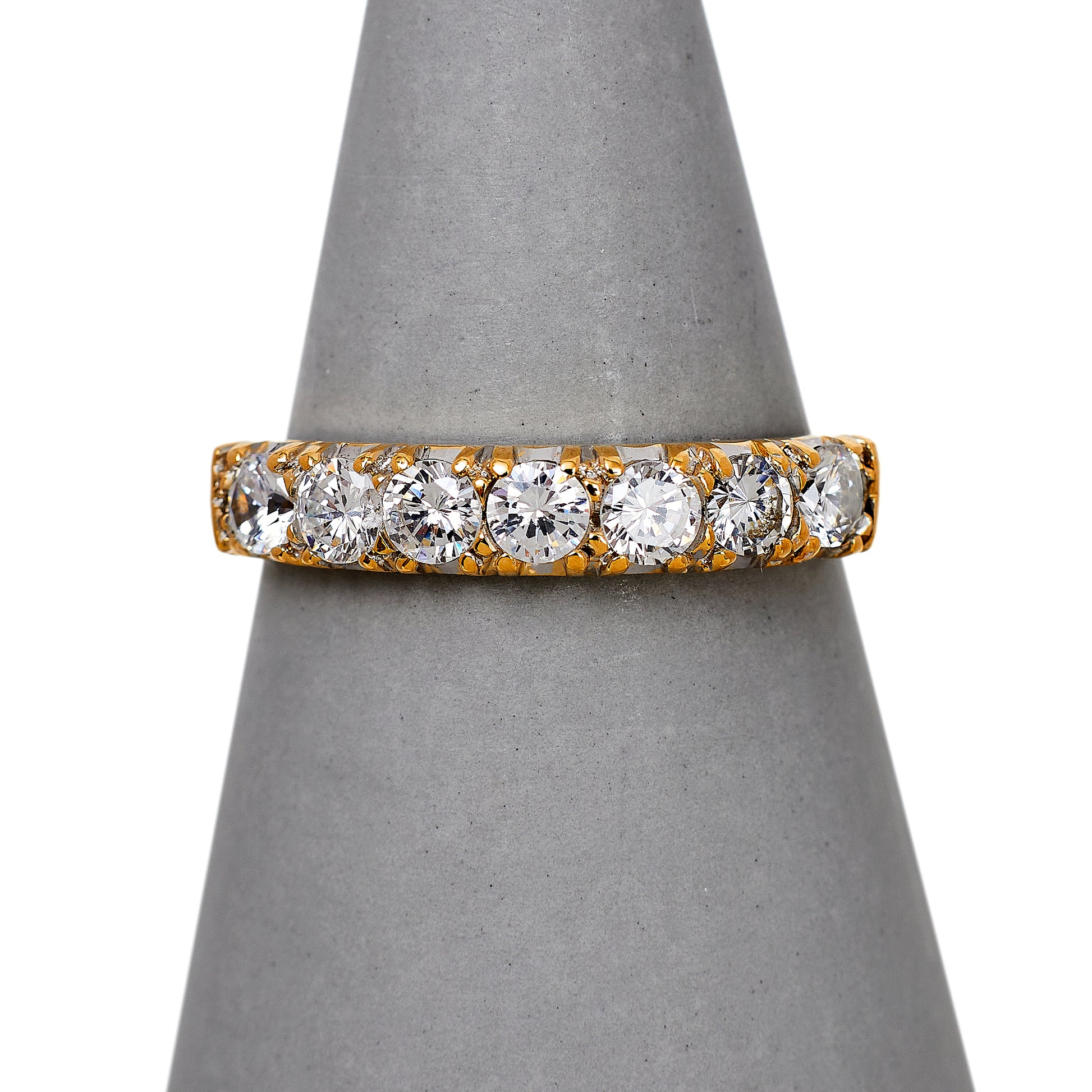 Pre-Owned 9ct Gold 7 CZ Dress Ring Size S