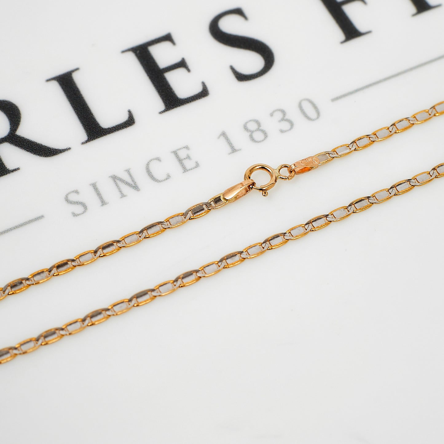 Pre-Owned 14ct Gold 2 Tone Anchor Chain Necklace 21 inch