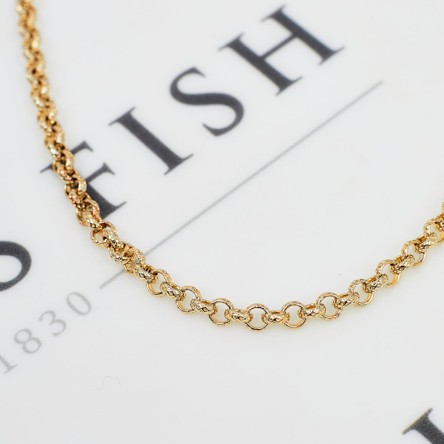 Pre-Owned 18ct Gold Textured Belcher Link Necklace 26 Inch