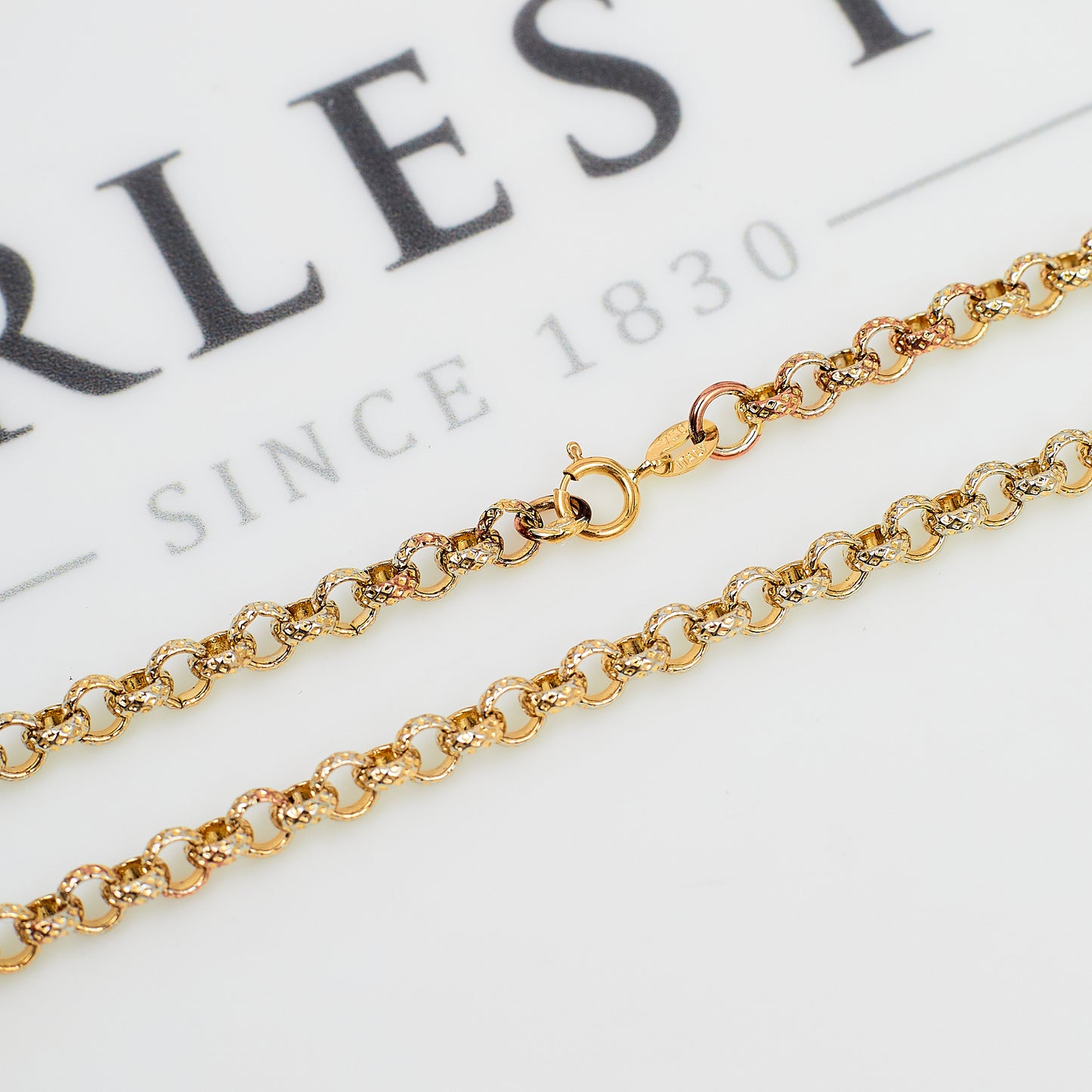 Pre-Owned 18ct Gold Textured Belcher Link Necklace 26 Inch