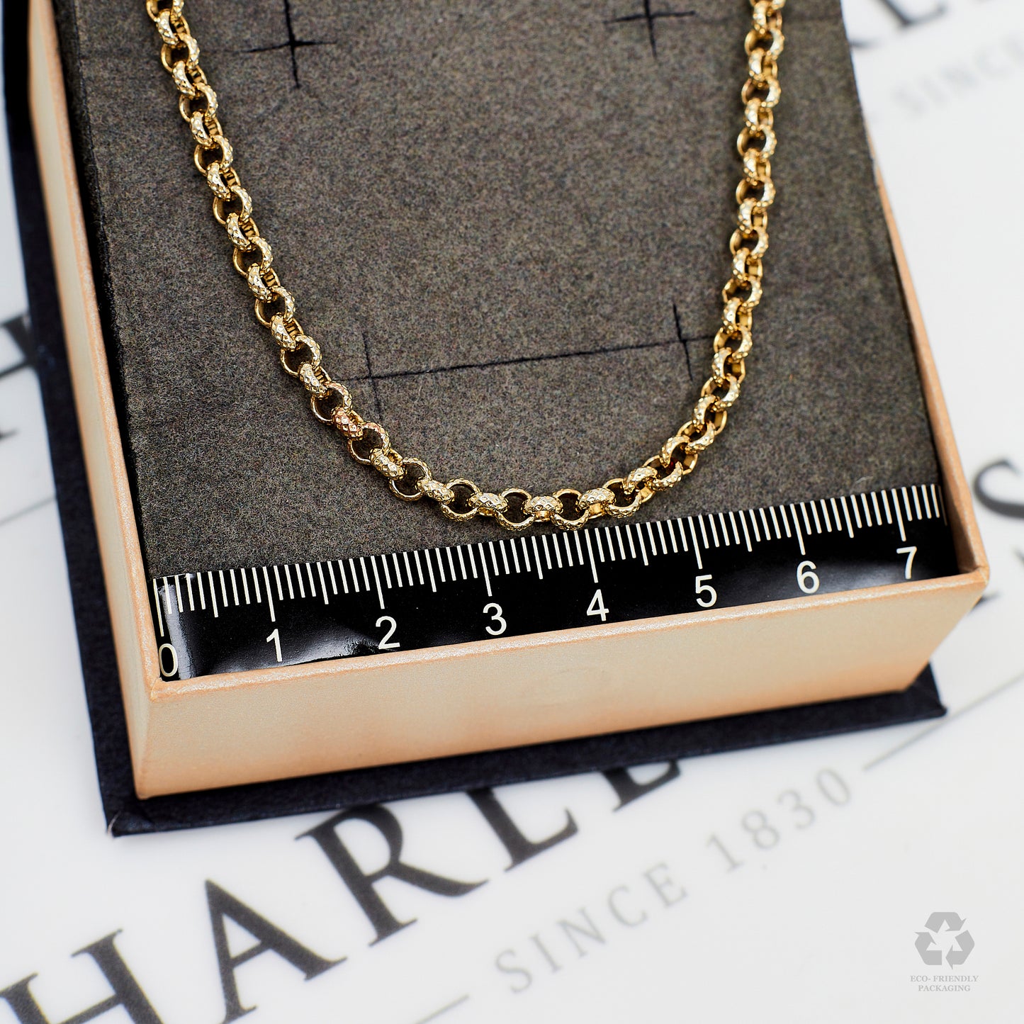 Pre-Owned 18ct Gold Textured Belcher Link Necklace 26 Inch