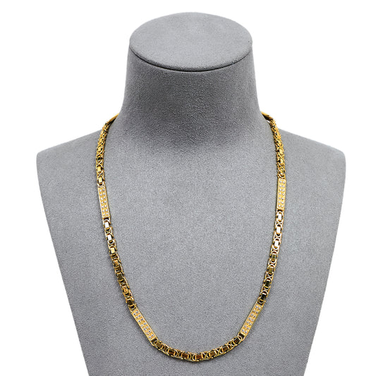 Pre-Owned 9ct Gold Flat Byzantine CZ Necklace 19 Inch