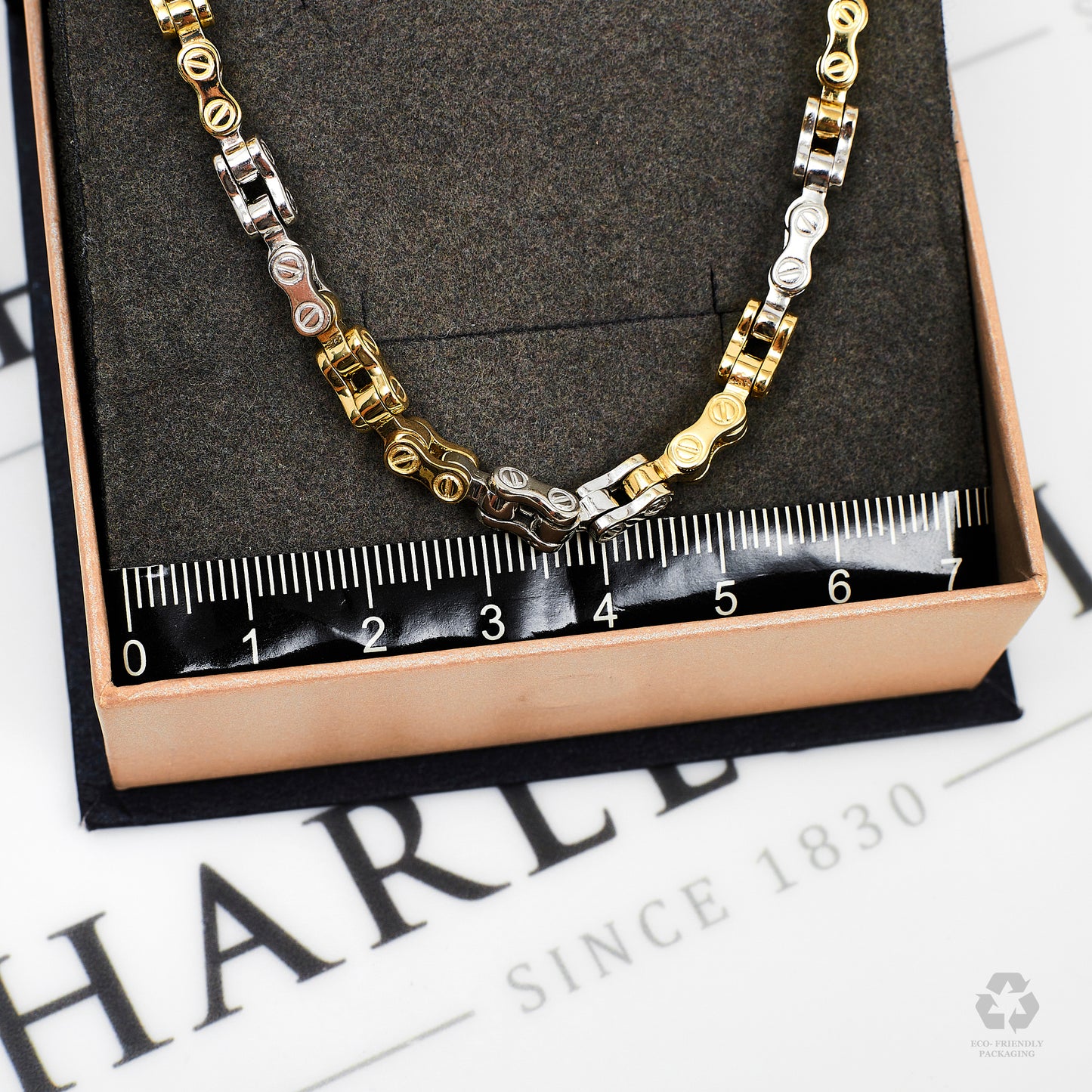 Pre-Owned 9ct Gold 2 Tone Bike Chain Design Necklace