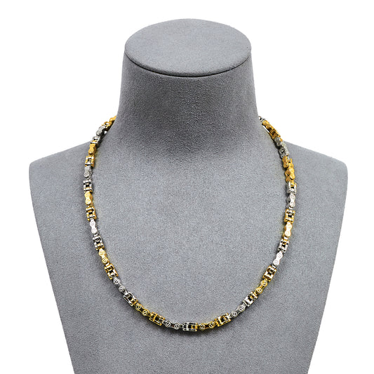 Pre-Owned 9ct Gold 2 Tone Bike Chain Design Necklace