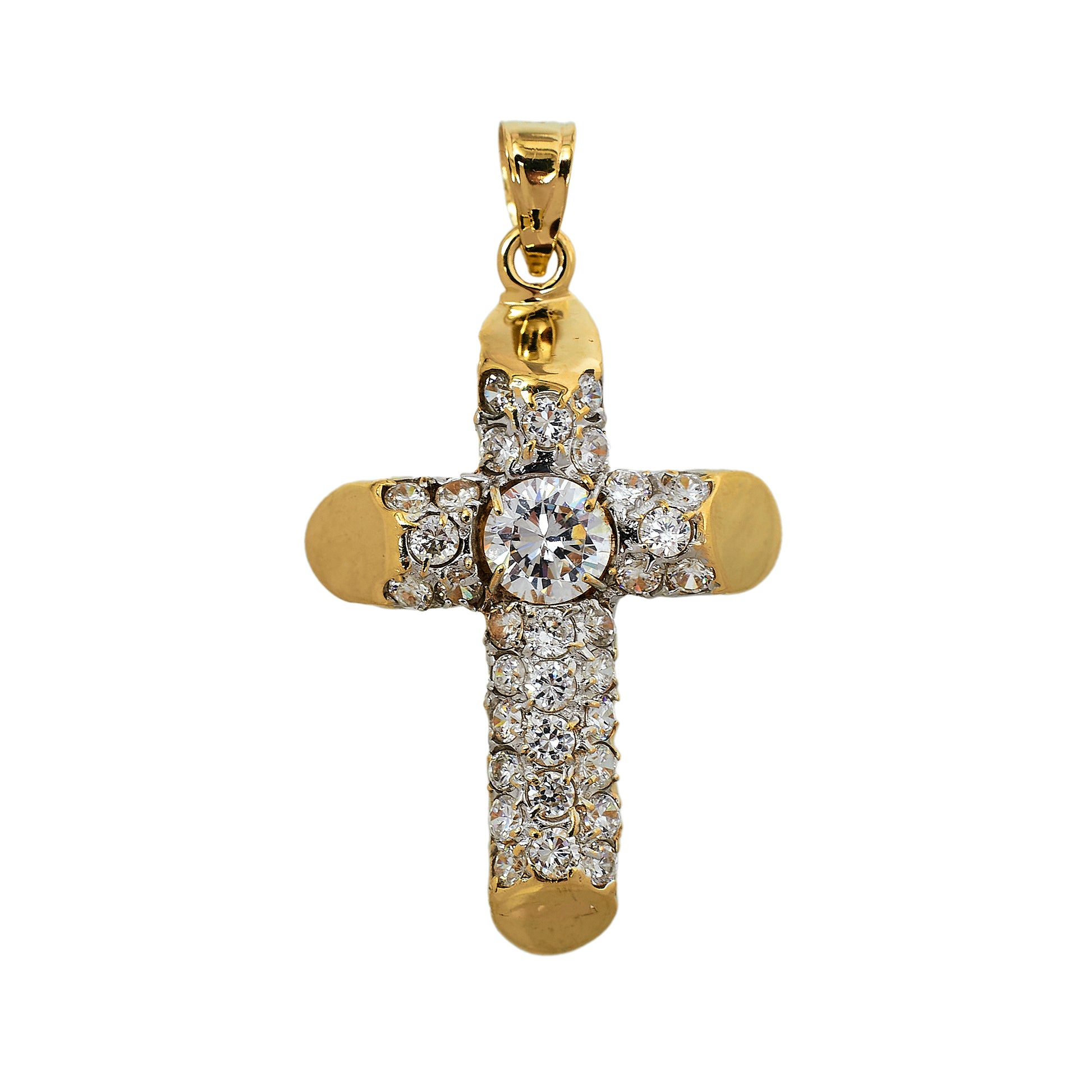Pre-Owned 9ct Gold CZ Cross Pendant