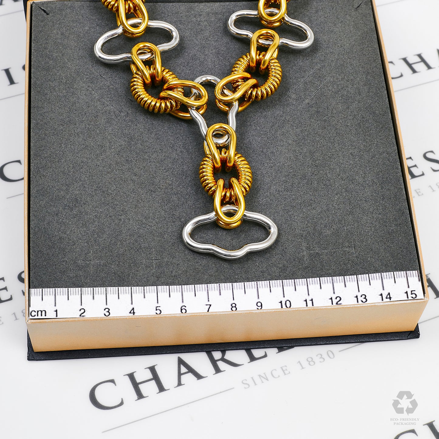 Pre-Owned 18ct Circle Spring Quatrefoil Statement Necklace