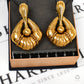Pre-Owned 18ct Gold Hollow Rhombus Shape Drop Earrings