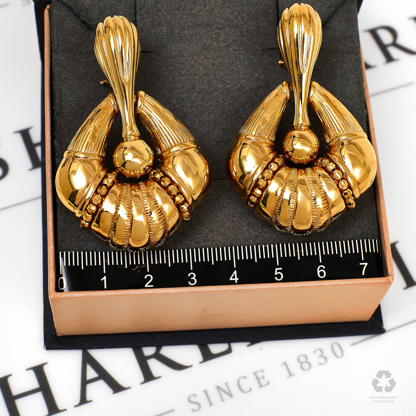 Pre-Owned 18ct Gold Hollow Rhombus Shape Drop Earrings