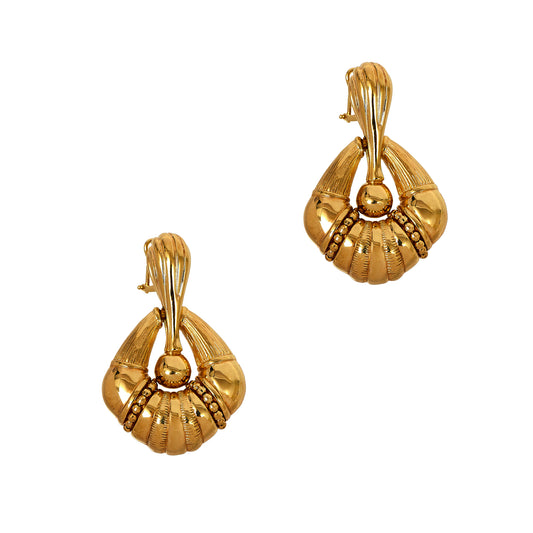 Pre-Owned 18ct Gold Hollow Rhombus Shape Drop Earrings