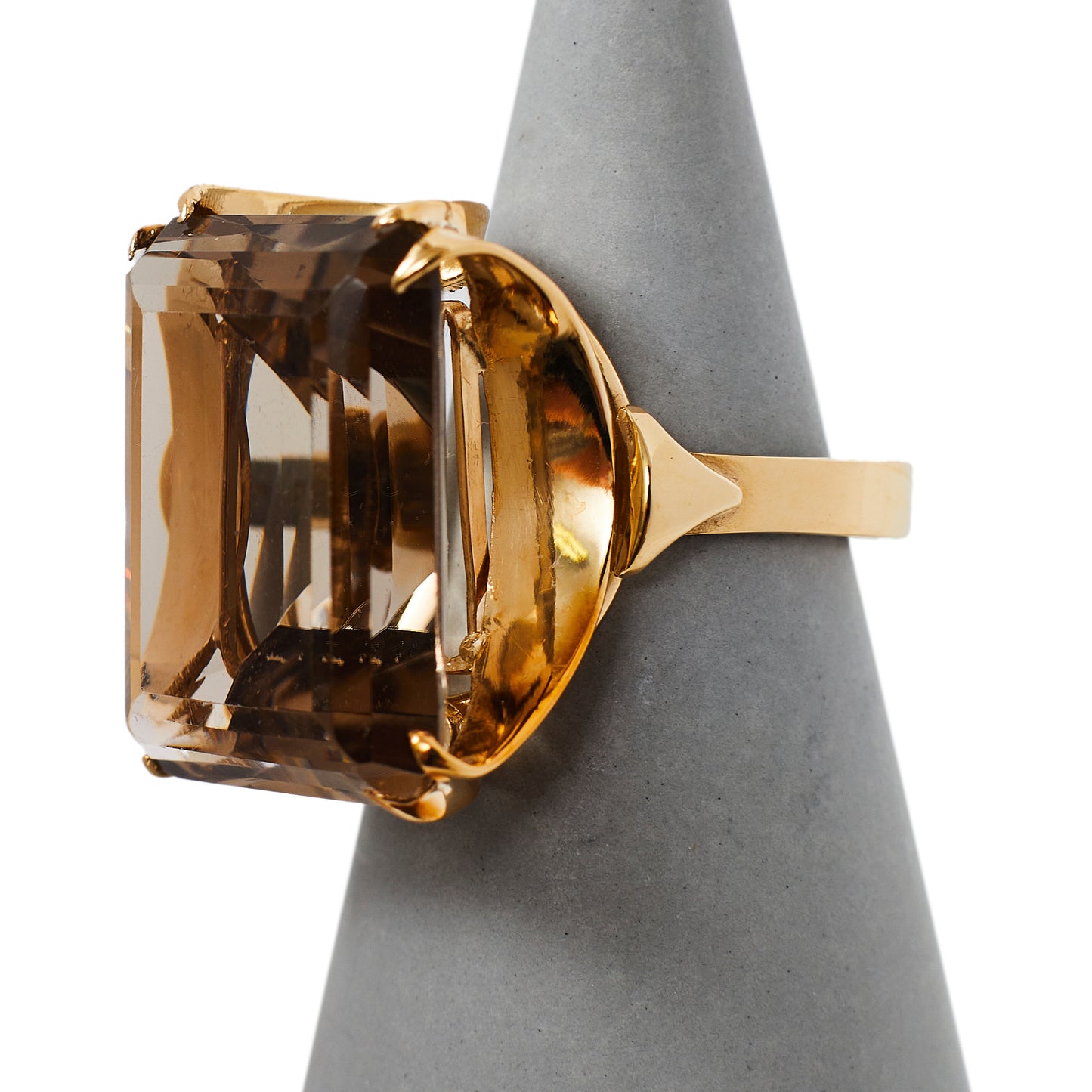 Pre-Owned 9ct Gold Smokey Quartz Cocktail Ring - Size O