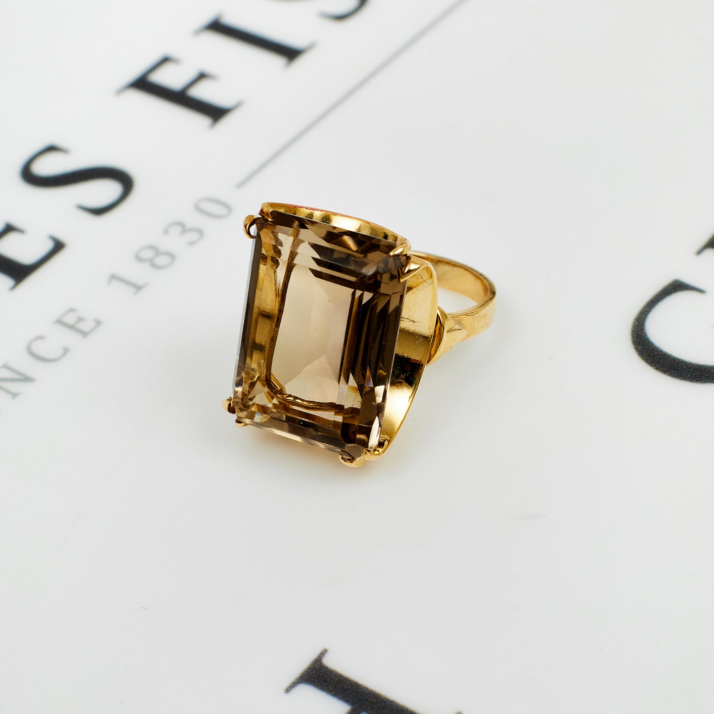 Pre-Owned 9ct Gold Smokey Quartz Cocktail Ring - Size O