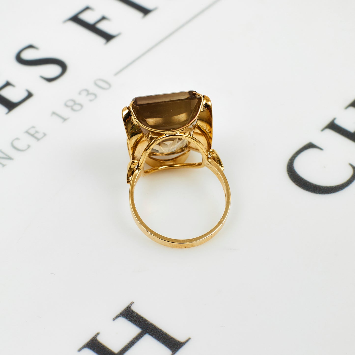 Pre-Owned 9ct Gold Smokey Quartz Cocktail Ring - Size O