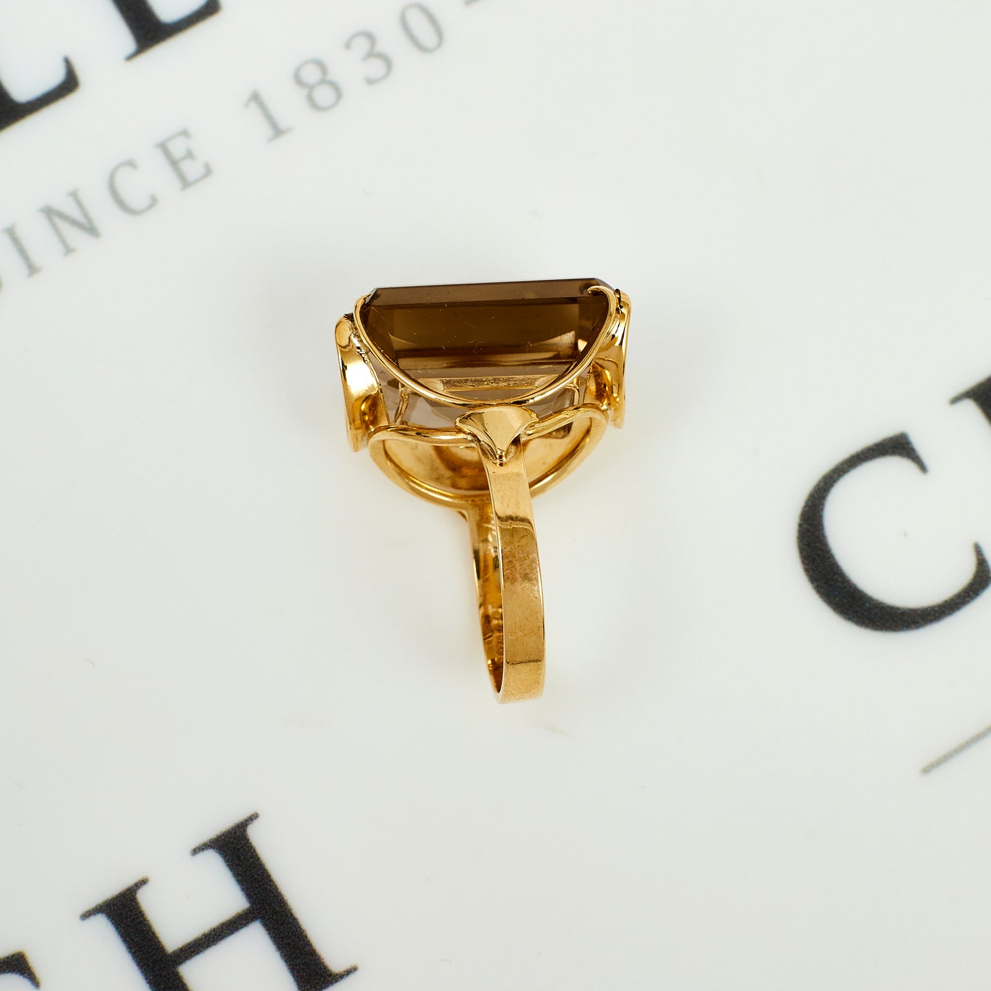 Pre-Owned 9ct Gold Smokey Quartz Cocktail Ring - Size O