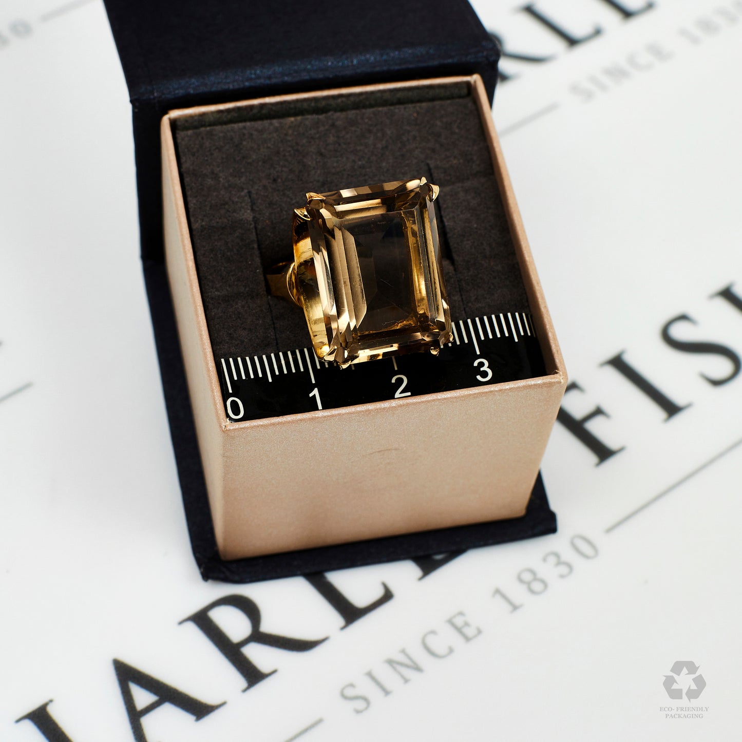 Pre-Owned 9ct Gold Smokey Quartz Cocktail Ring - Size O