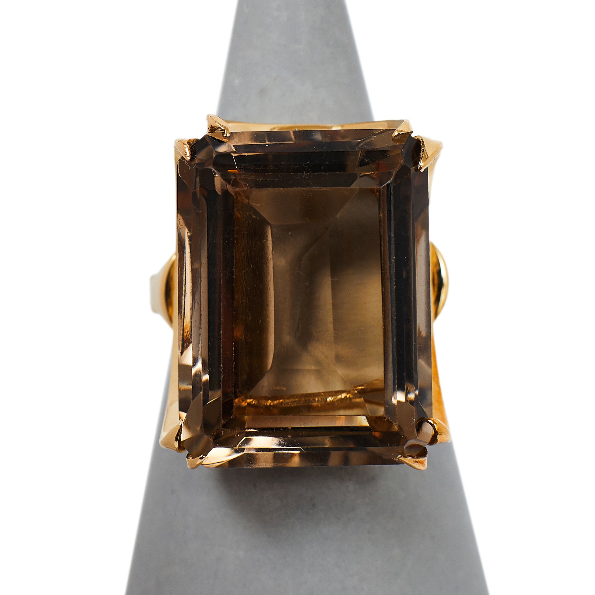 Pre-Owned 9ct Gold Smokey Quartz Cocktail Ring - Size O