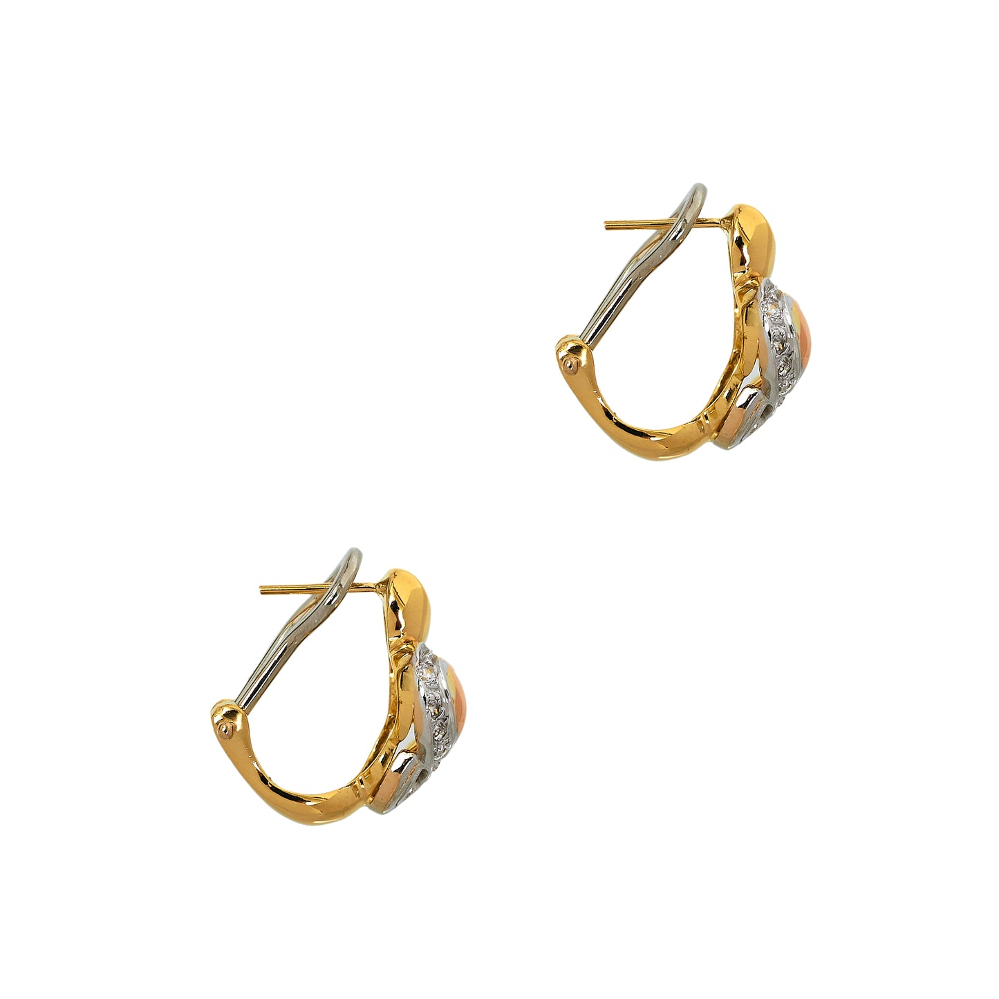Pre-Owned 18ct Gold Tricolour CZ Swirl Earrings