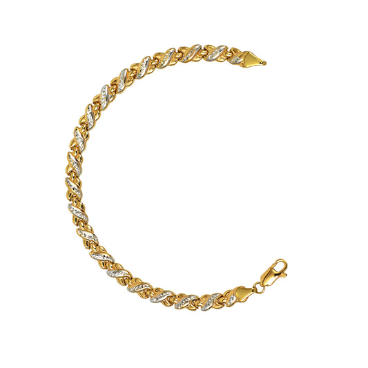 Pre-Owned 9ct Gold 2 Tone Link Bracelet 7.5 Inch