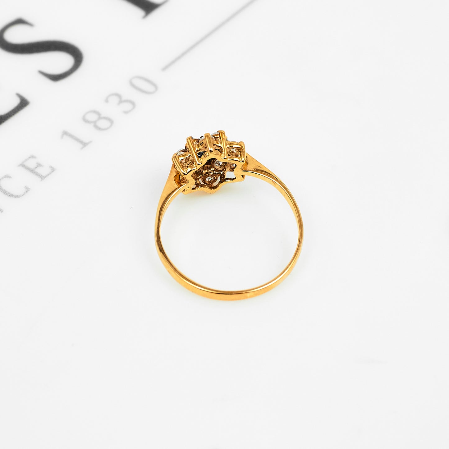 Pre-Owned 9ct Gold Sapphire & CZ Floral Cluster Ring