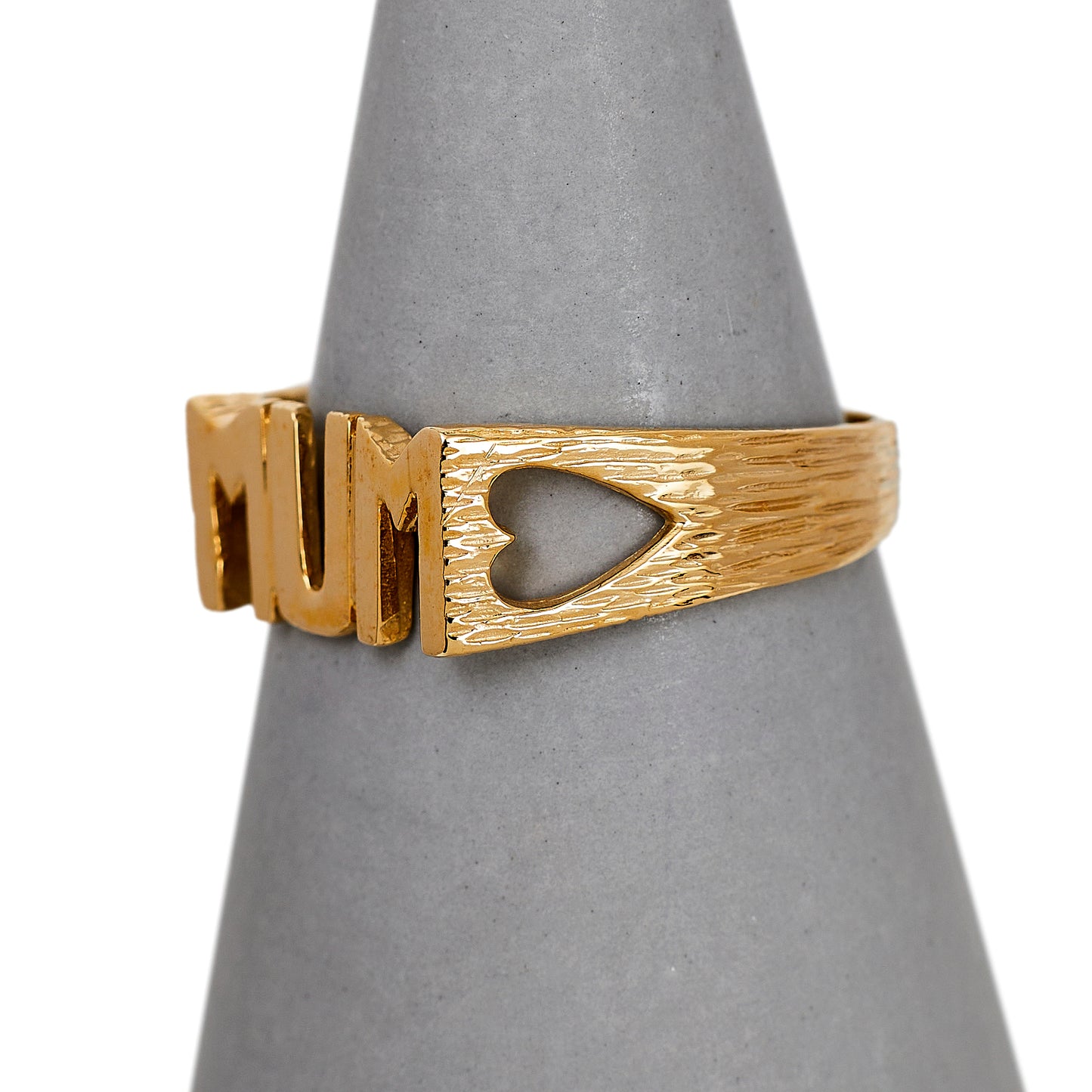 Pre-Owned 9ct Gold Textured Mum Cherish Ring Size S.5