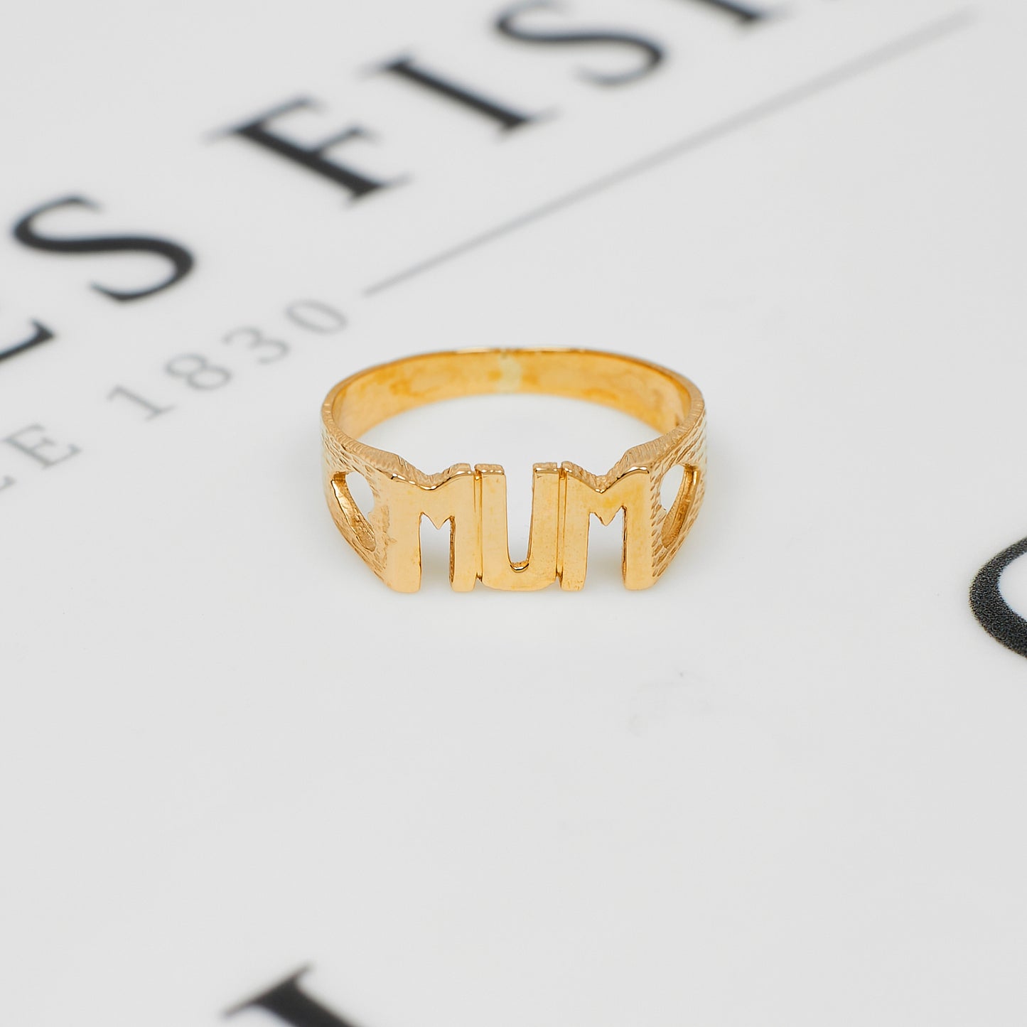 Pre-Owned 9ct Gold Textured Mum Cherish Ring Size S.5