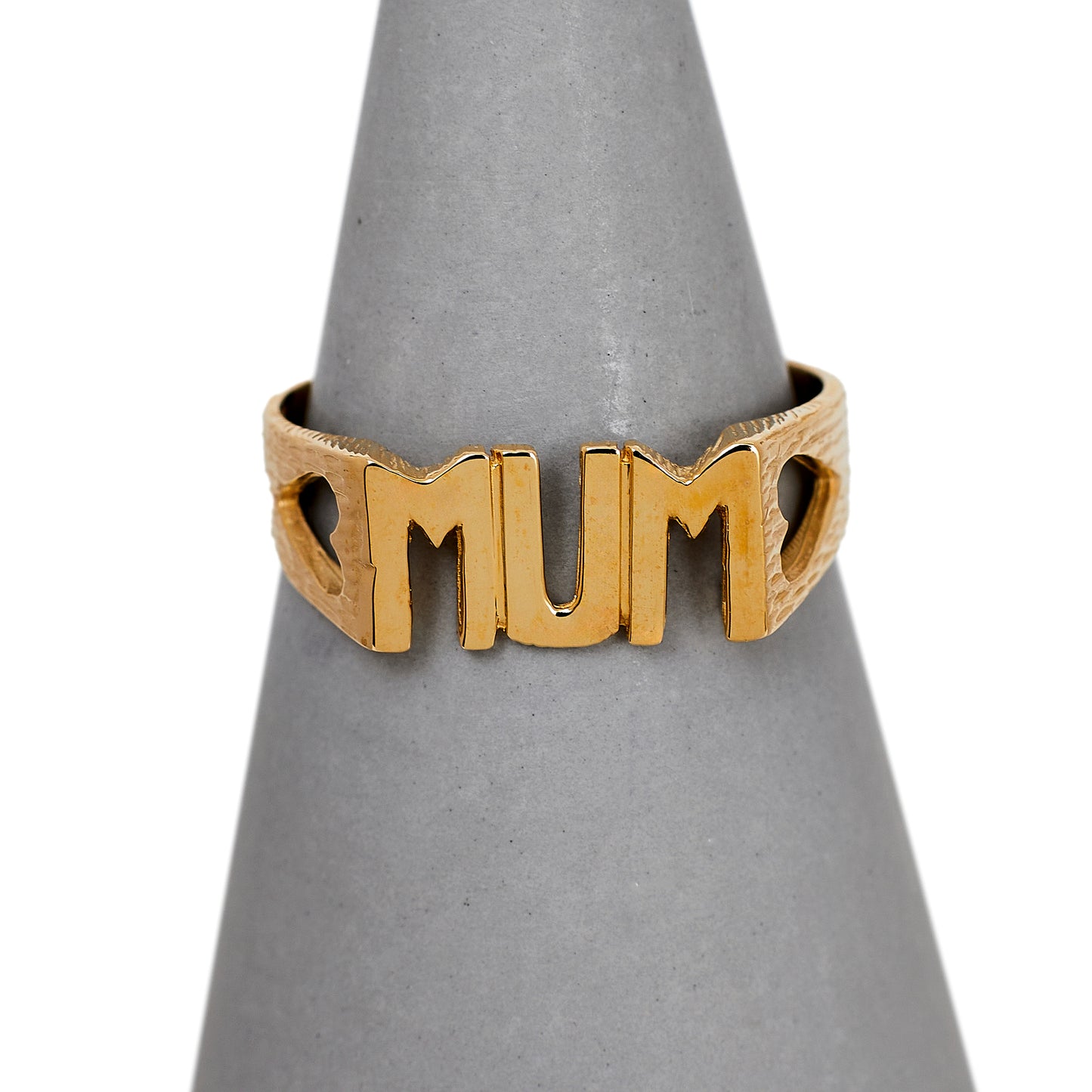 Pre-Owned 9ct Gold Textured Mum Cherish Ring Size S.5