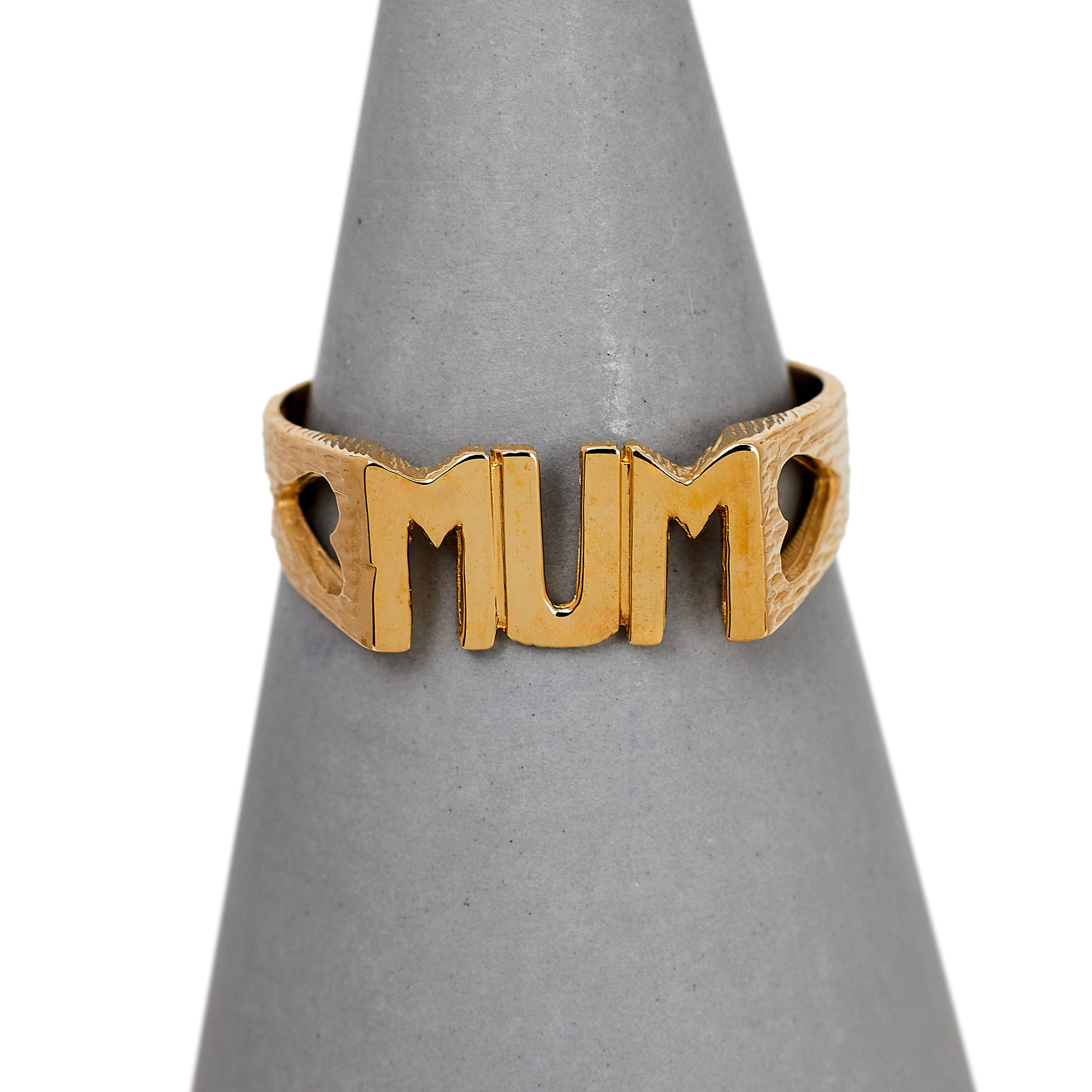 Pre-Owned 9ct Gold Textured Mum Cherish Ring Size S.5