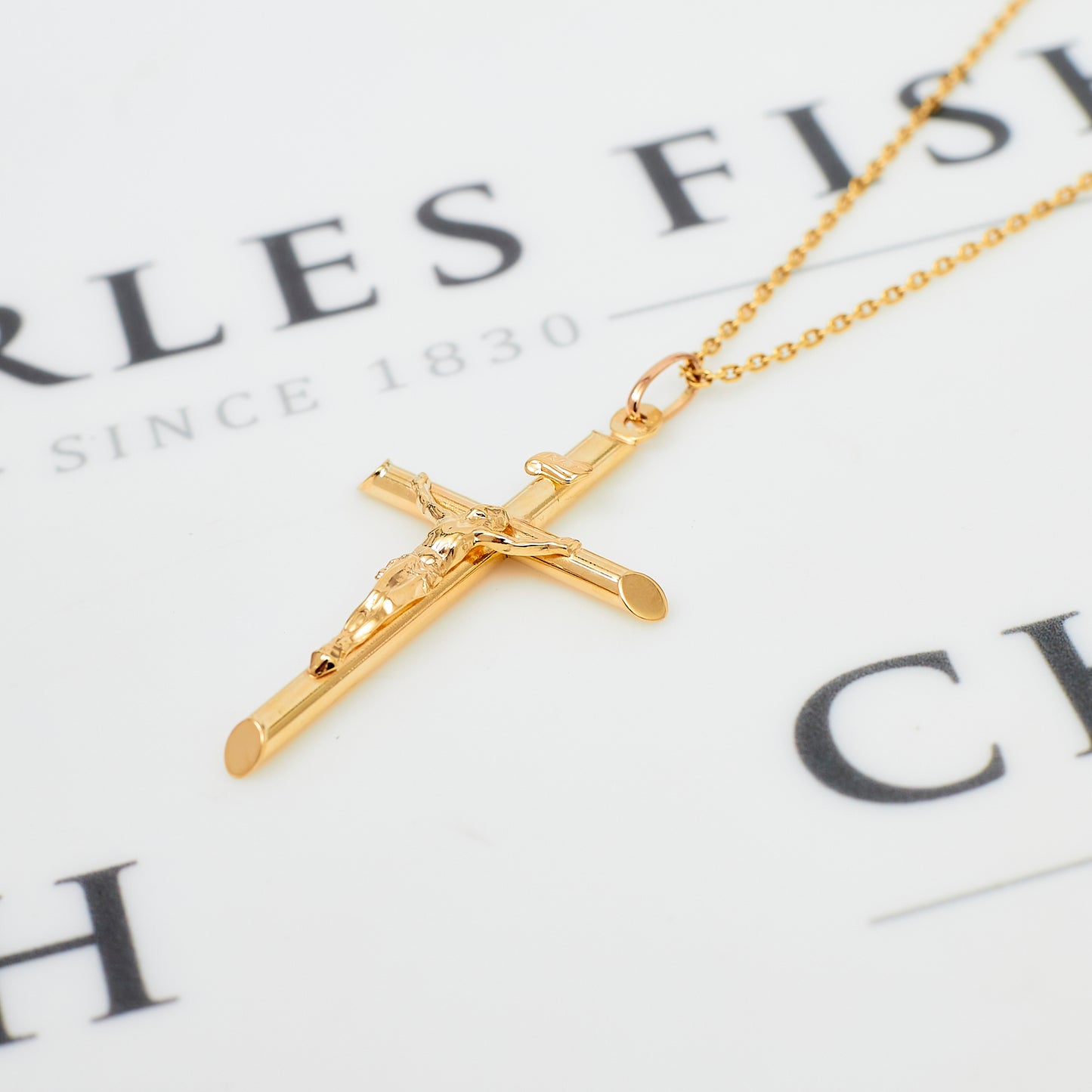 Pre-Owned 9ct Gold Hollow High-Polish Crucifix Pendant