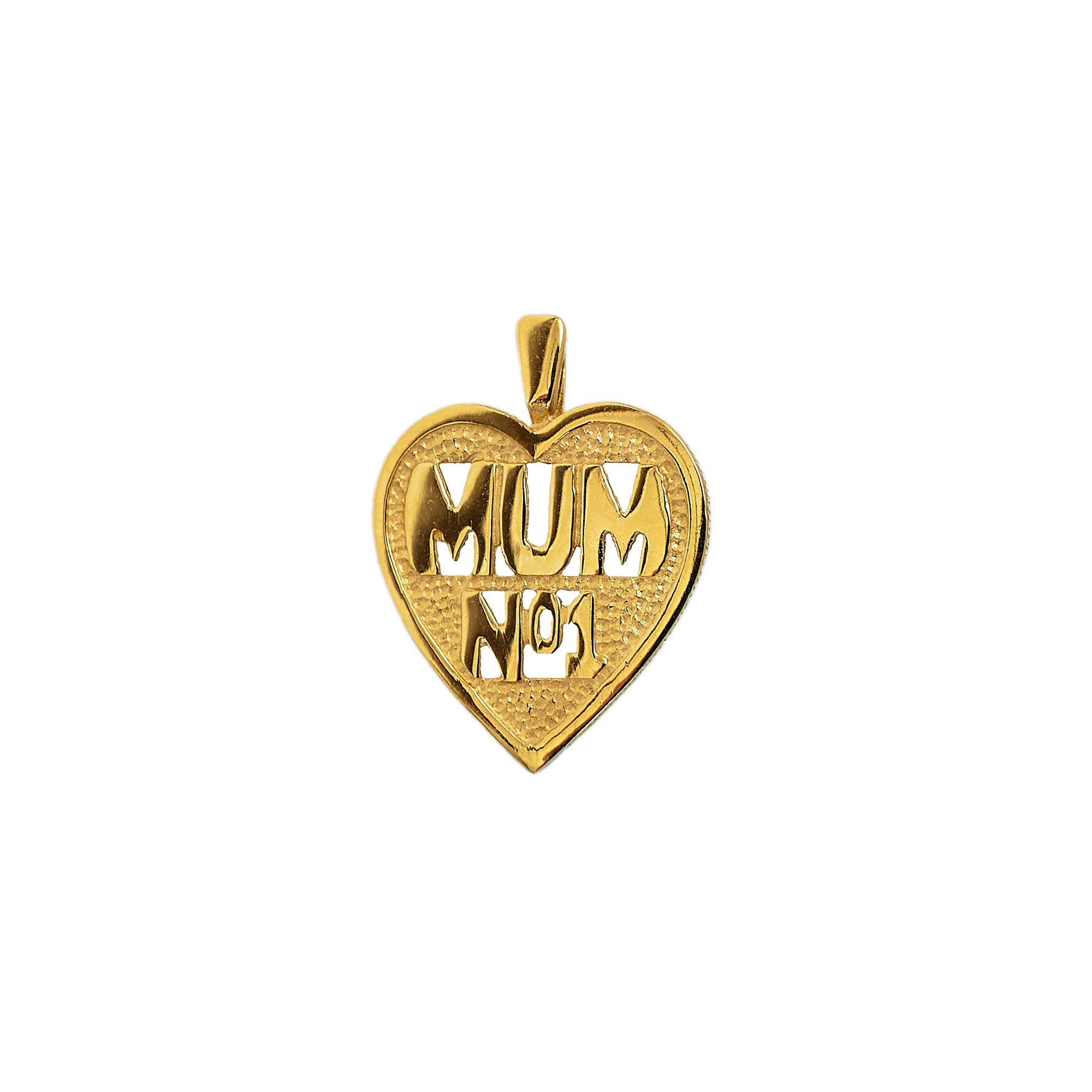 Pre-Owned 9ct Gold Heart Shaped MUM No 1 Pendant
