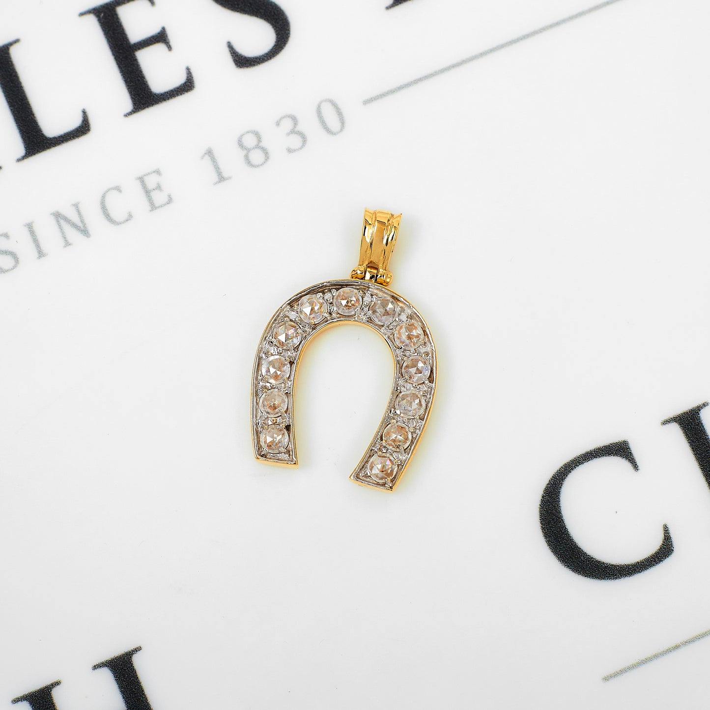 Pre-Owned 9ct Gold CZ Horseshoe Pendant