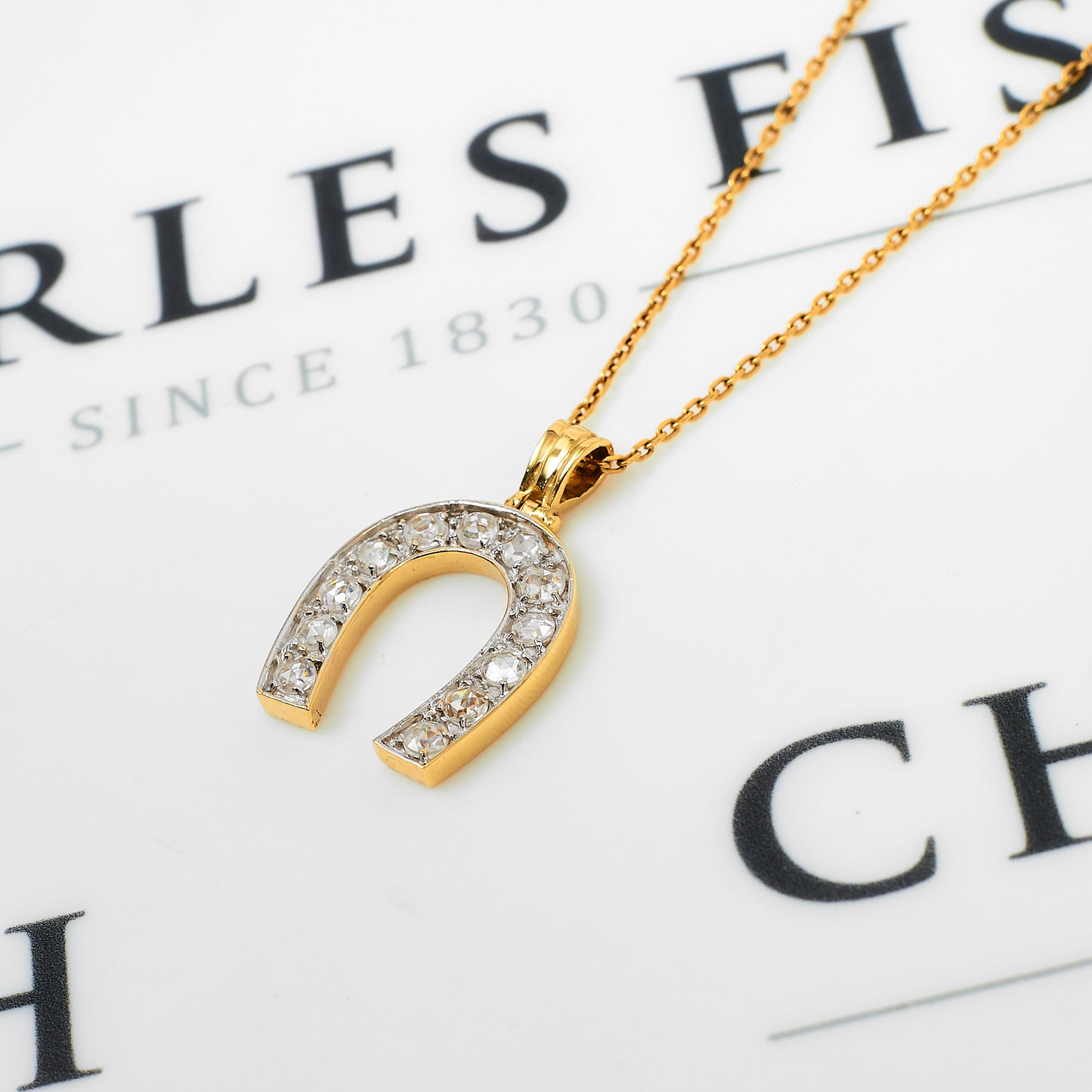 Pre-Owned 9ct Gold CZ Horseshoe Pendant