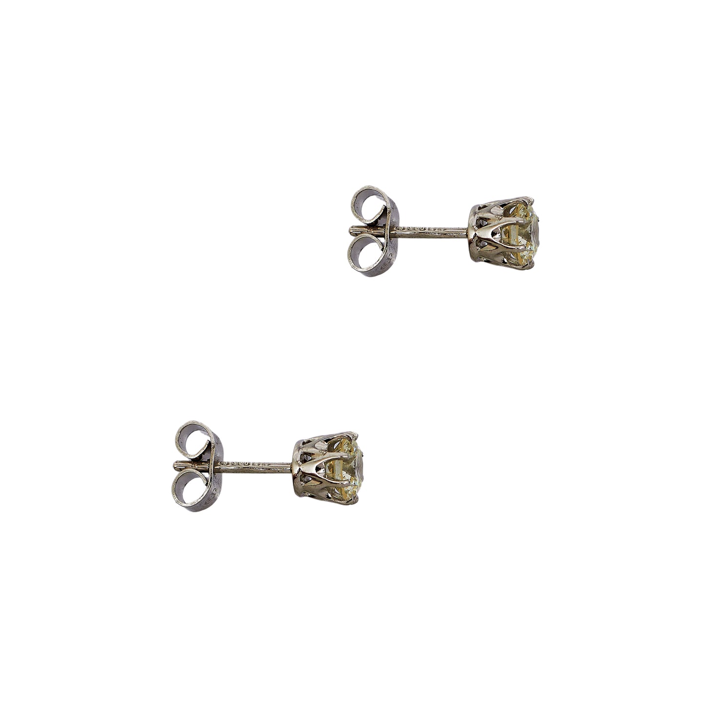 Pre-Owned 18ct White Gold Solitaire Diamond Stud Earrings