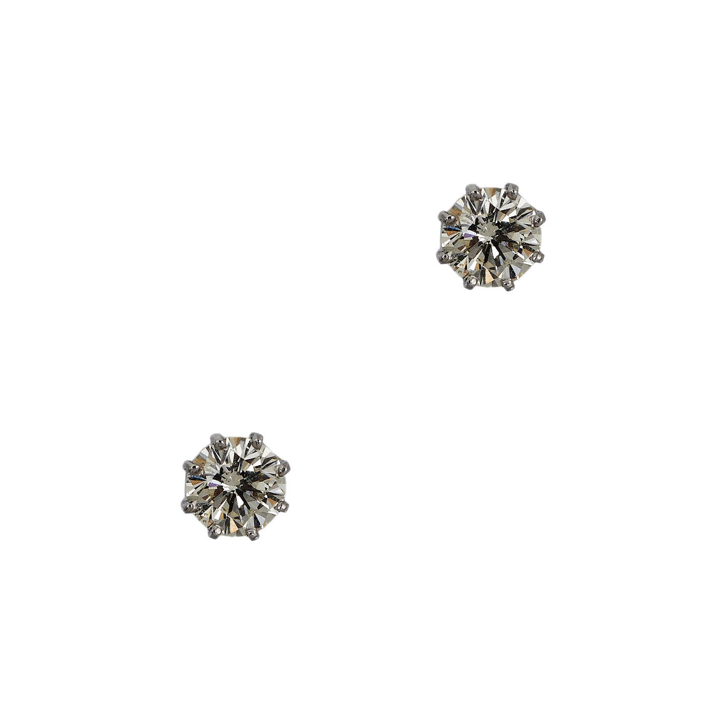 Pre-Owned 18ct White Gold Solitaire Diamond Stud Earrings