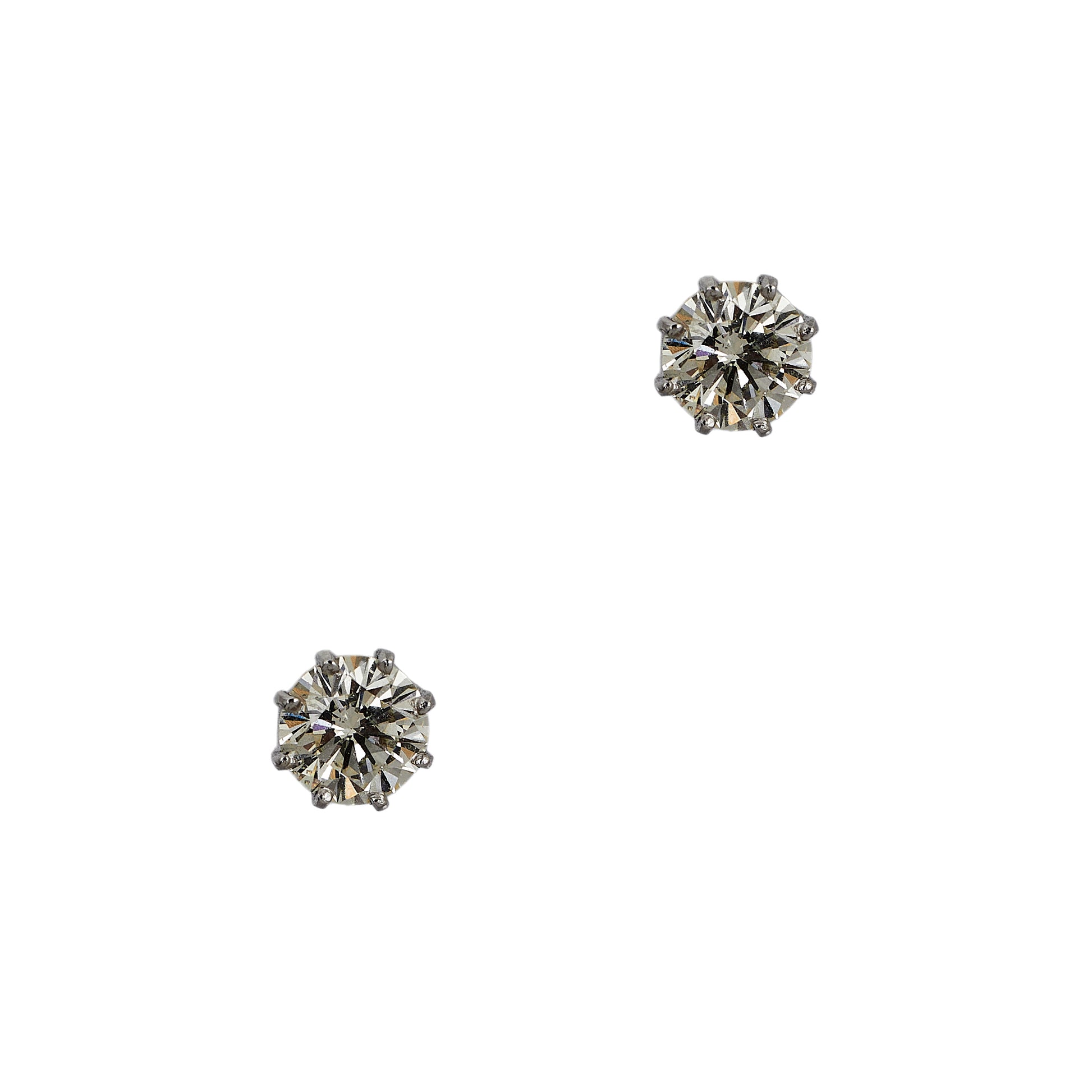 Pre-Owned 18ct White Gold Solitaire Diamond Stud Earrings
