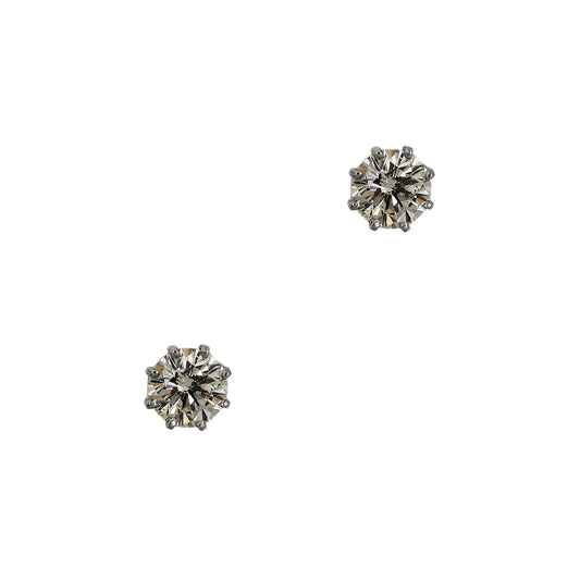 Pre-Owned 18ct White Gold Solitaire Diamond Stud Earrings