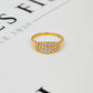 Pre-Owned 9ct Gold 3 Row CZ Dress Ring Size M
